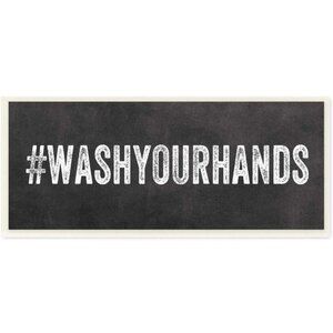#WashYourHands Wall Sign Black & White Home Decor Farmhouse Bathroom Decoration